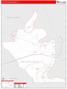 West Baton Rouge Parish (County), LA Digital Map Red Line Style